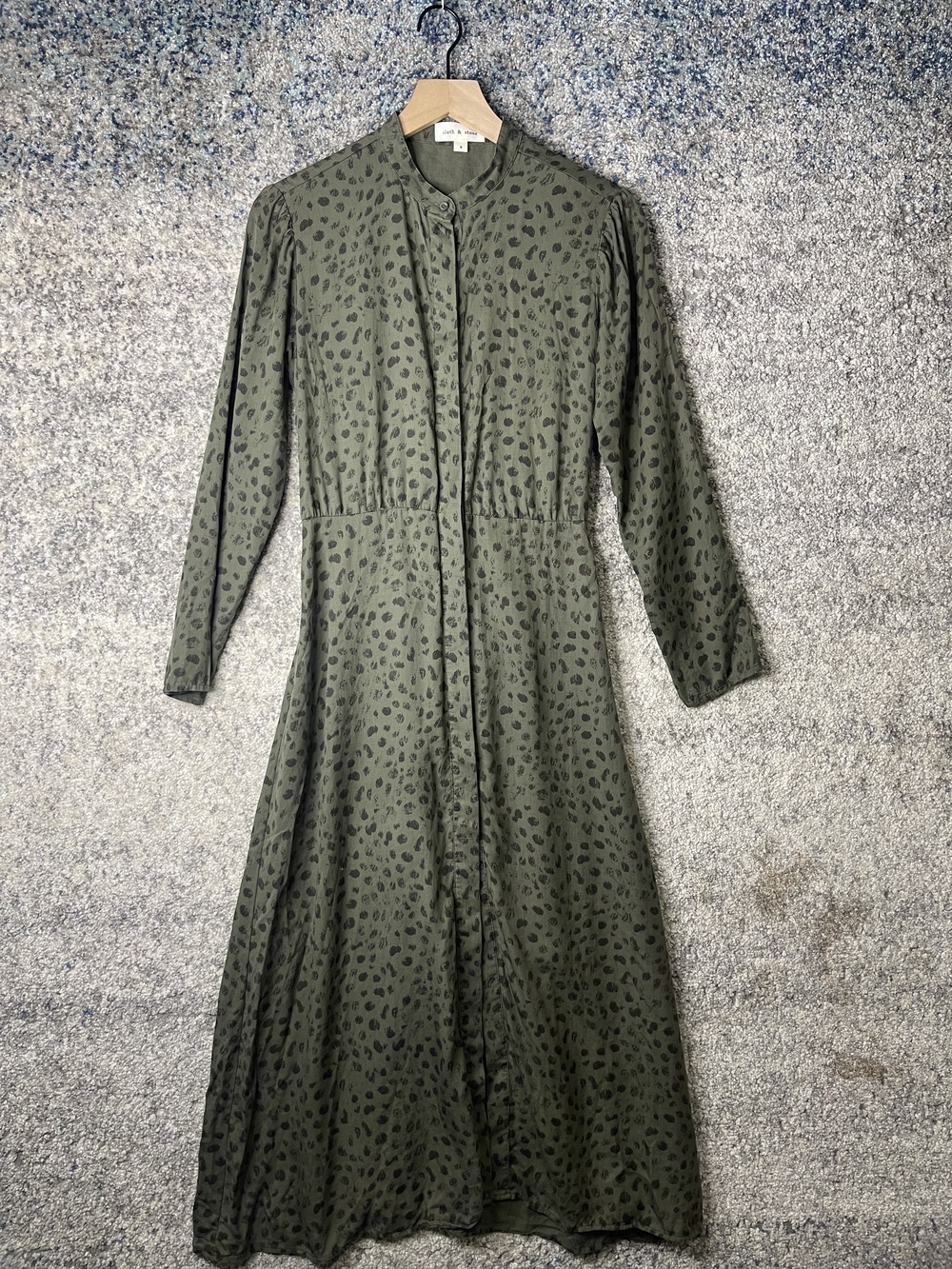 Cloth & Stone Dress Womens Small Animal Print Maxi Long Sleeve Tencel Pockets